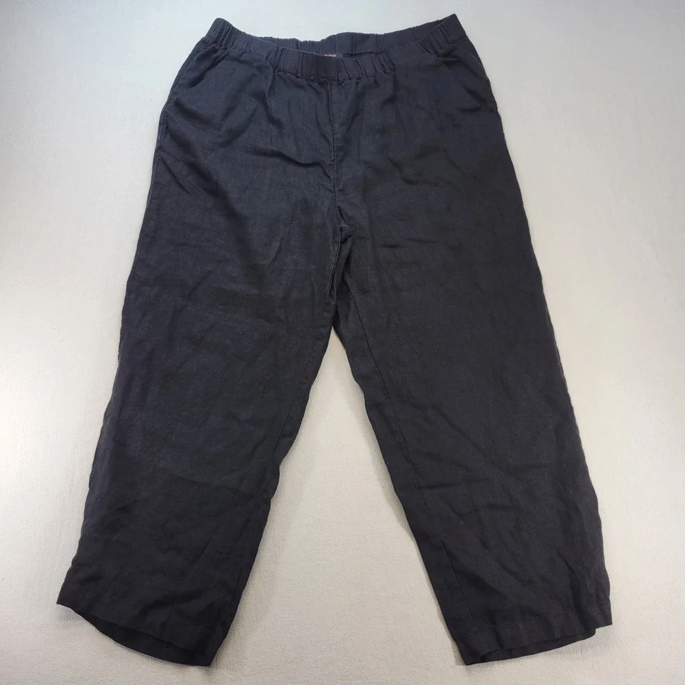 Quince Linen Pants Womens XL Black Relaxed Straight Leg 100% European Linen